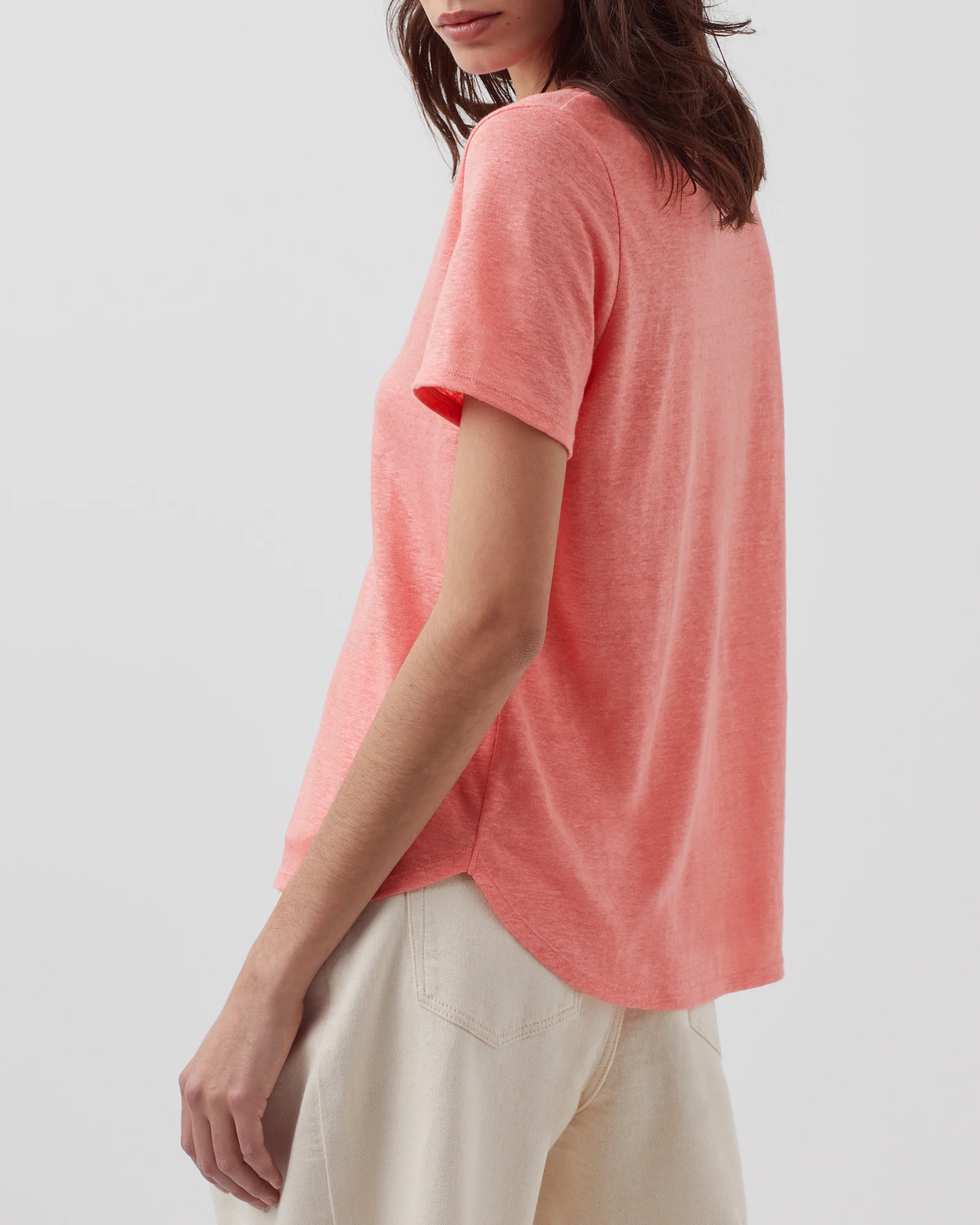 T-shirt col V en lin SARAH