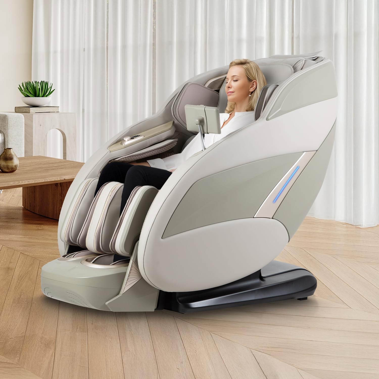 Titan 4D Endor l 4D Full Body Massage Chair l SL Track l 3 Stage Zero Gravity Reclining l Body Relief l Automatic Body Scanning l Specialized Massage Programs l Bluetooth Speakers (Taupe)