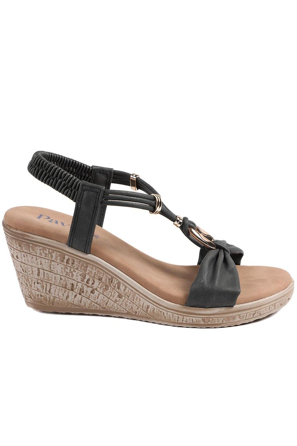 Pavers Bow Detail Wedge Slingback Sandals
