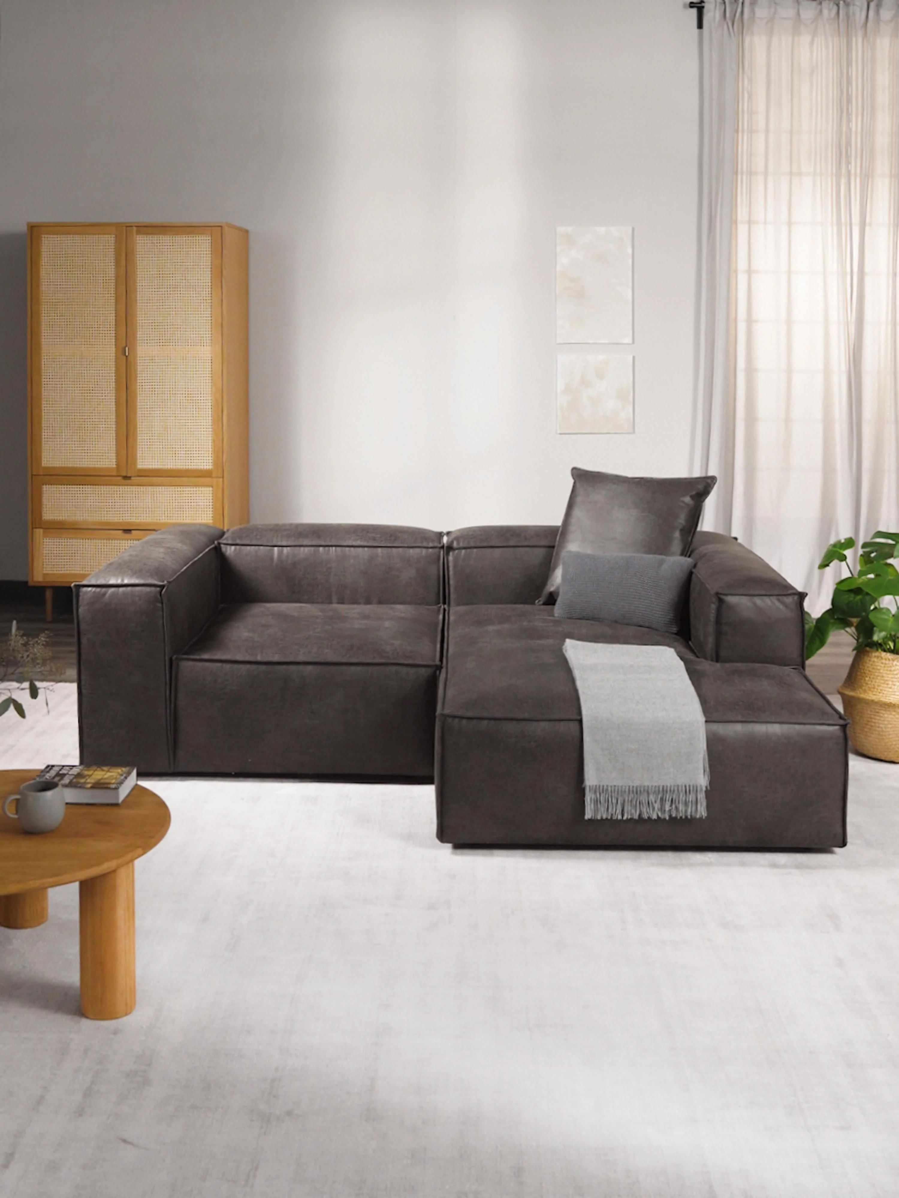 Modulares Ecksofa Lennon (2-Sitzer) aus recyceltem Leder