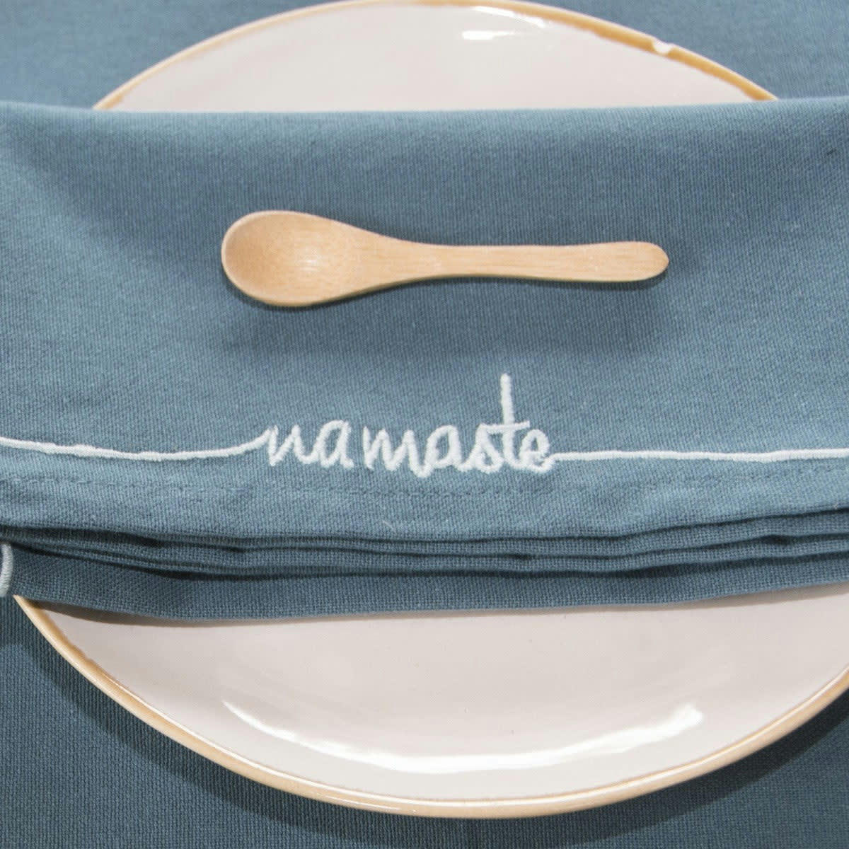 NAMASTE - Serviettes de table (x4) coton  45x45 bleu paon