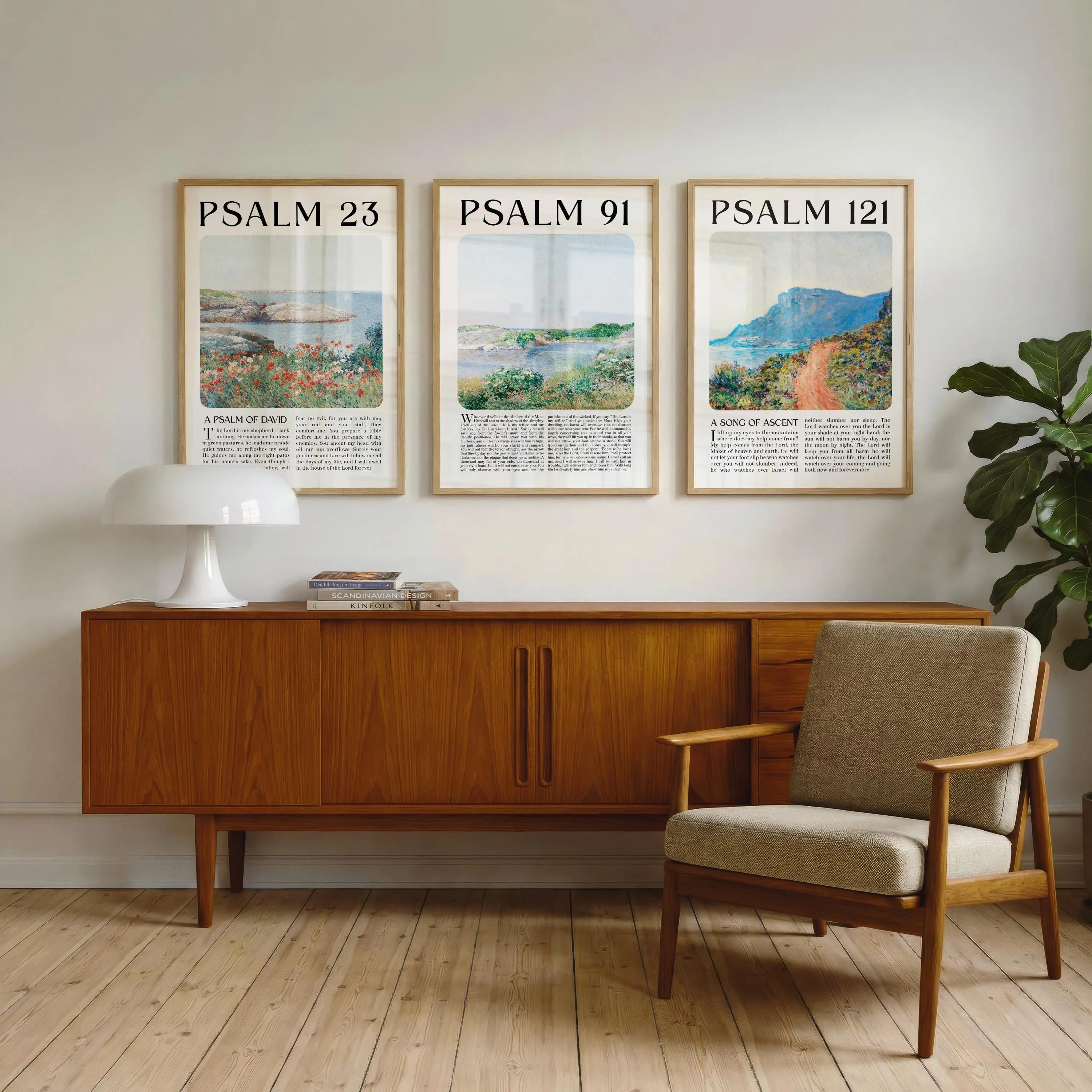 Christian Gallery Set of 3 The Lord Is My Shepherd Psalm 23 Psalm 91 Psalm 121 Vintage Landscape Scripture Wall Art PRINTABLE