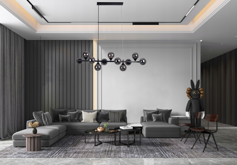 Lampa Sufitowa Wisząca Żyrandol Do Salonu Jadalni Czarna