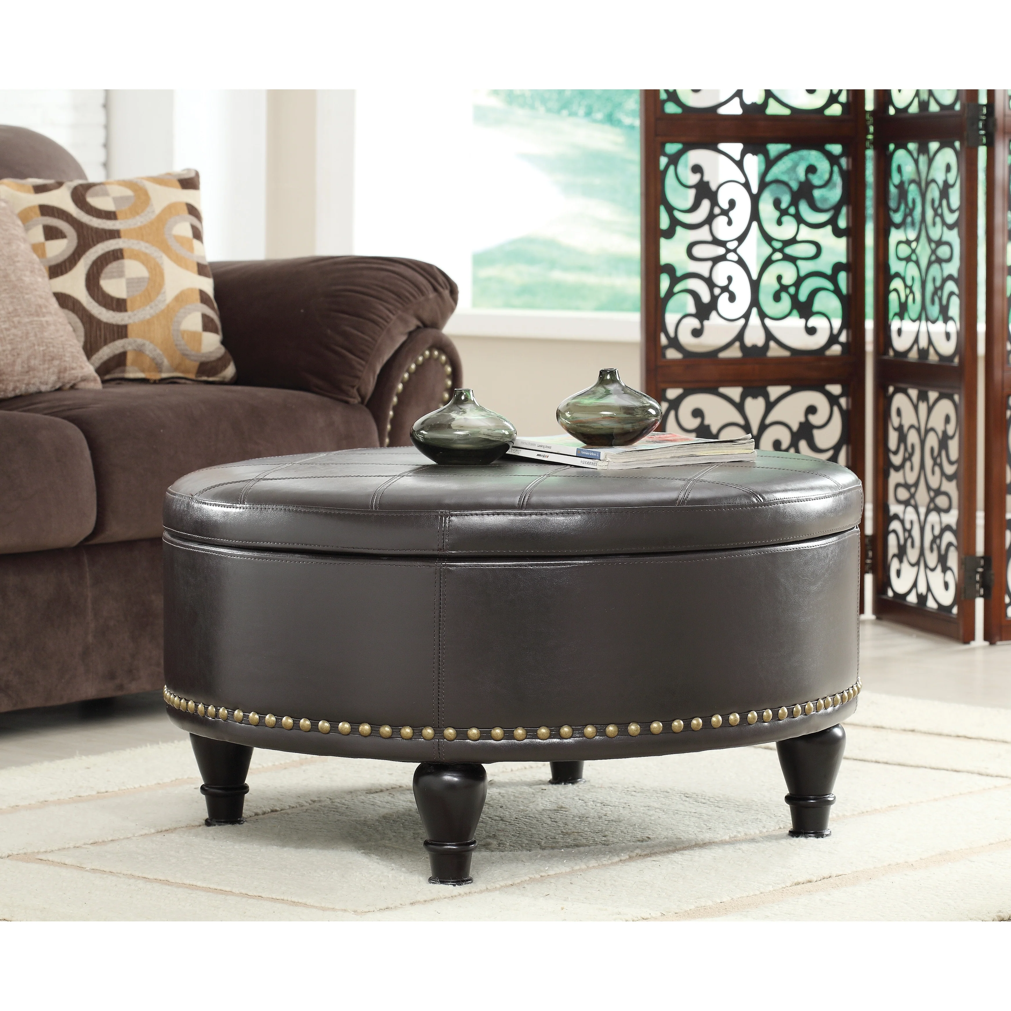 OS Home and Office Furniture Model Augusta Storage Ottoman - Espress