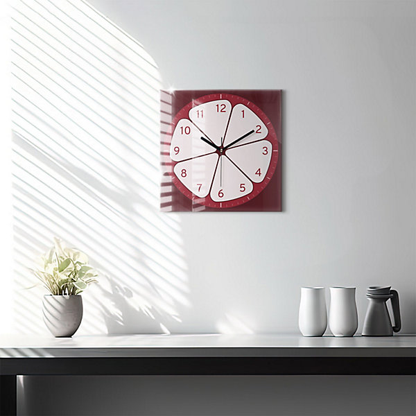 Horloge murale Wallfluent 30x30 cm Aiguilles noires Fruit coupé 1 pcs