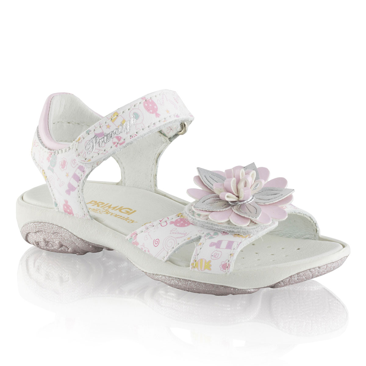 Russell & Bromley PR.FLOWER Floral Trim Velcro Sandal