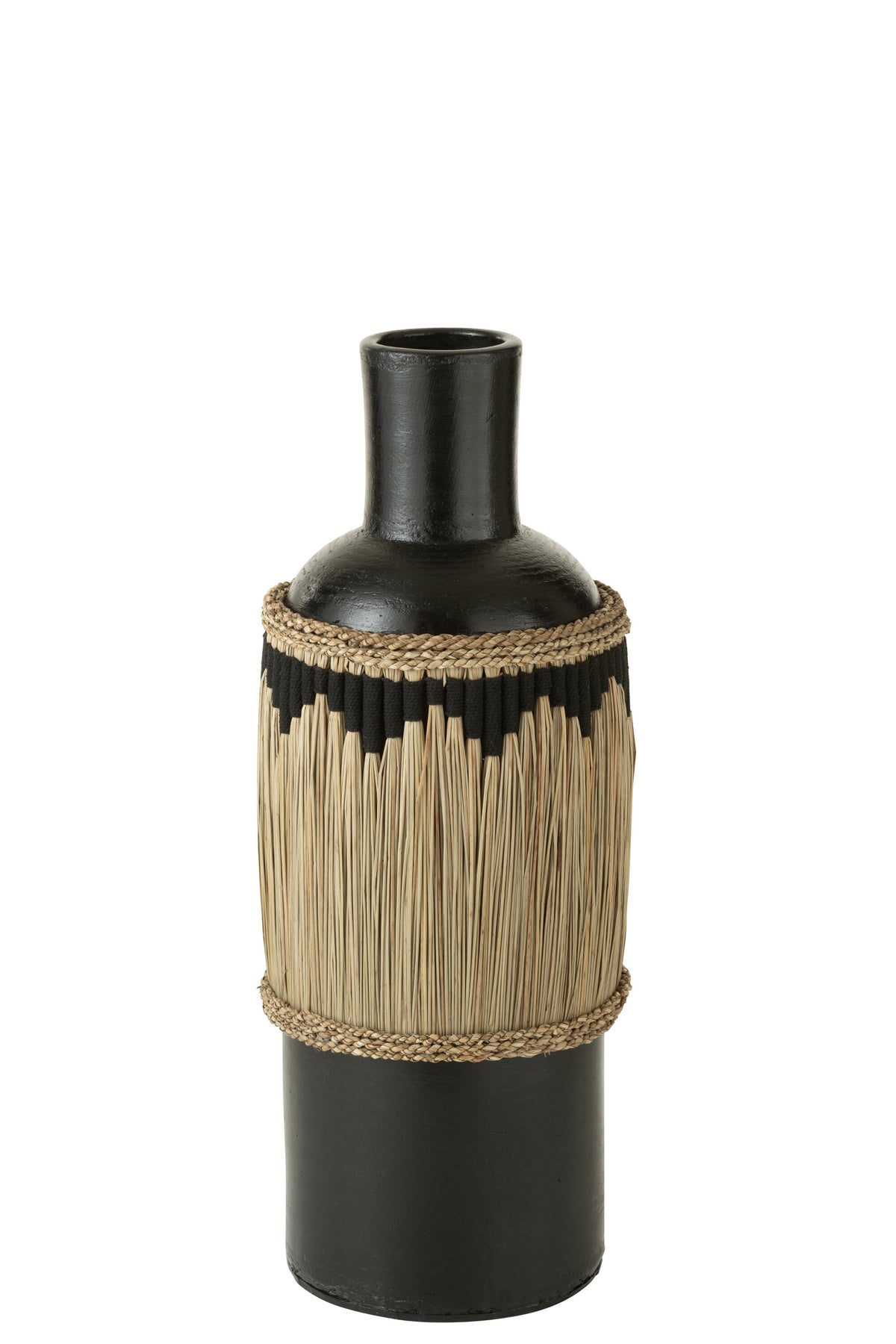 J-Line vaas motief - terracotta/gras - zwart/naturel - 75 cm hoog