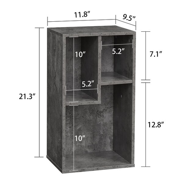 VECELO Three Open Cube Wooden Bookshelf Organizer, Nightstands/small bookcase