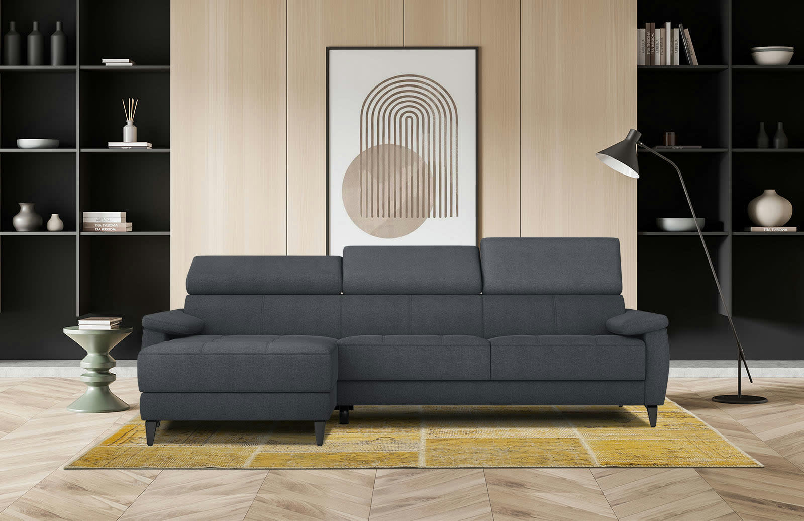 TAUNUS - Canapé d'angle gauche 4 places graphite