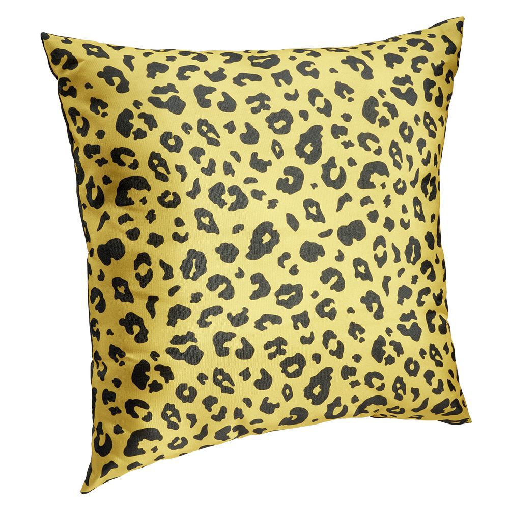 Coussin d'extérieur déperlant motif léopard jaune et noir 40x40cm