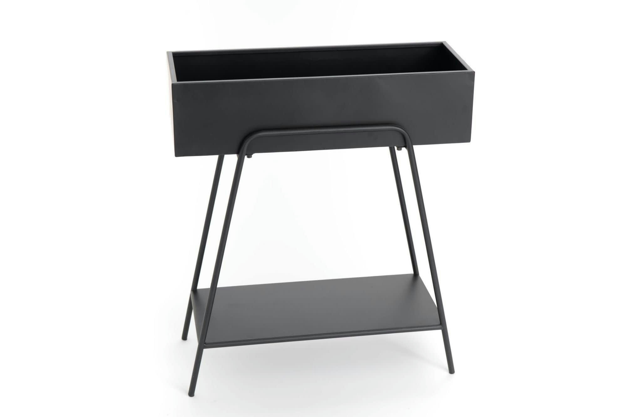 BLACKIE - Console porte plantes en métal noir