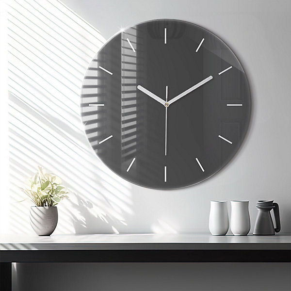 Horloge murale Wallfluent fi60 cm Aiguilles blanches Gris 1 pcs