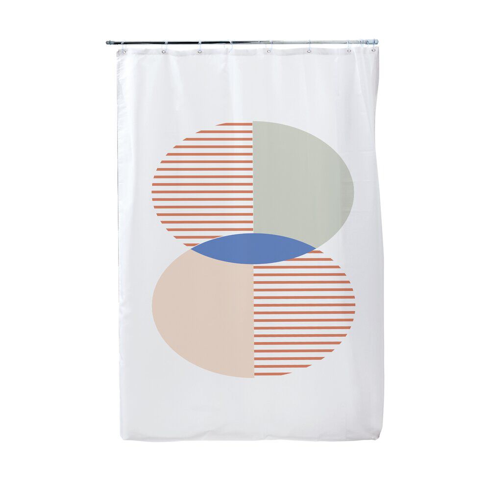 Rideau de douche blanc motif géométrique 180x200cm
