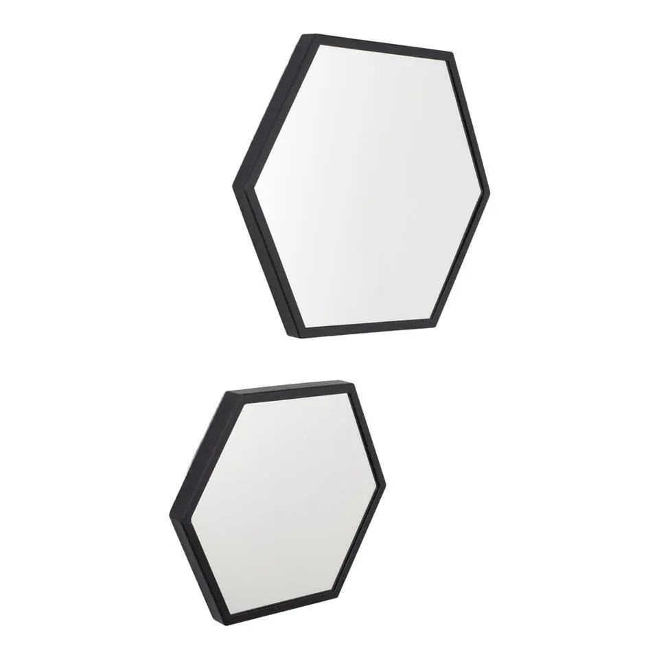 LOFT42 Wandspiegel Zeshoek Small - Zwart - 36x32