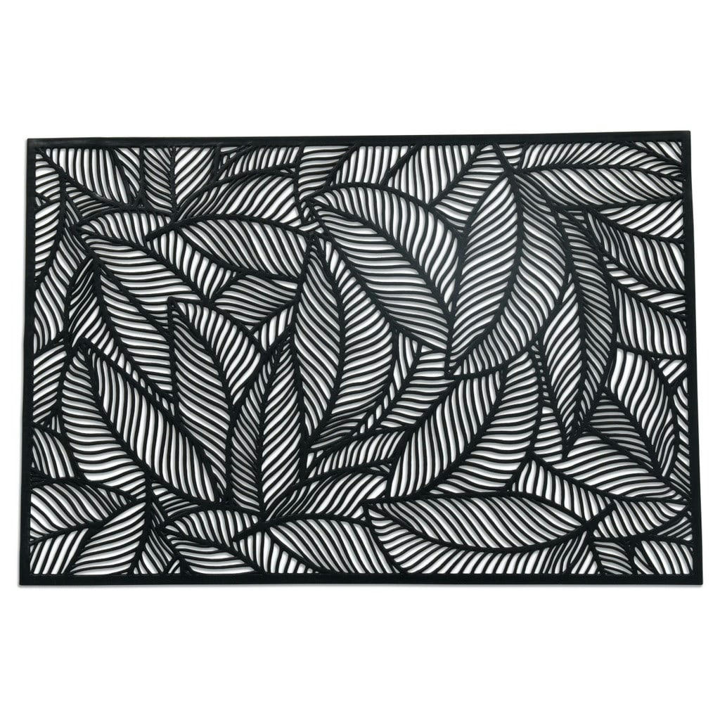 - Set de table rectangle feuilles noir L30cm