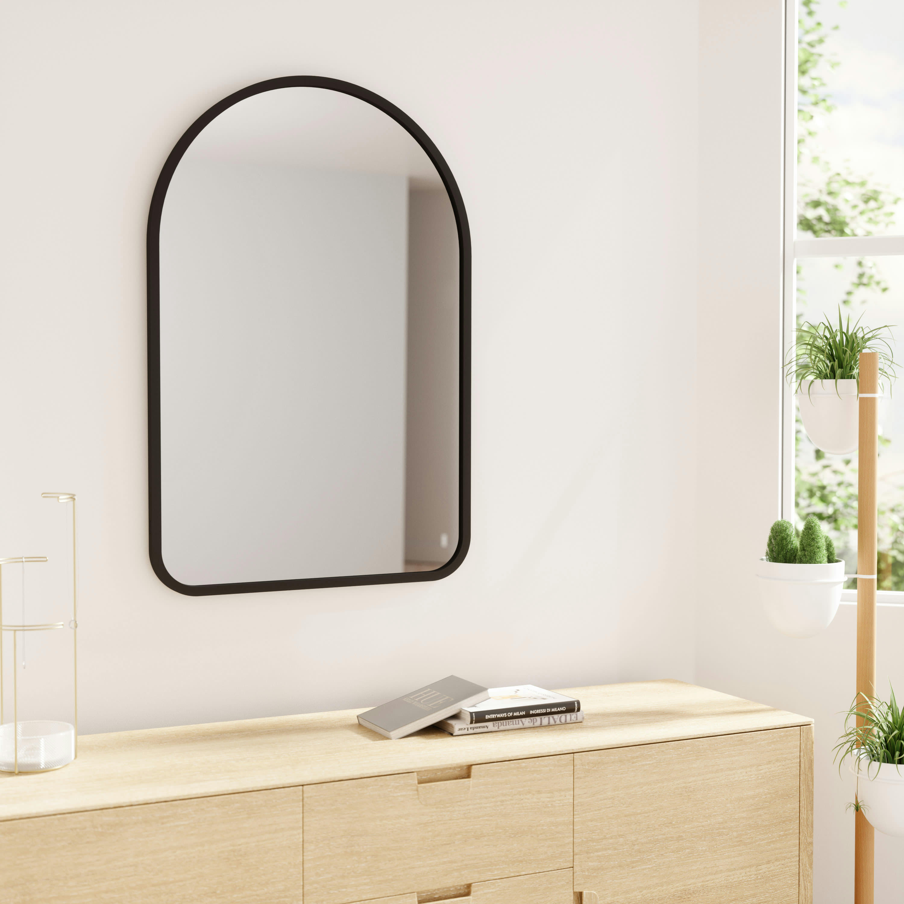 ARCHED - Miroir HUB Arche Bord Caoutchouc Noir 61 x 91 cm