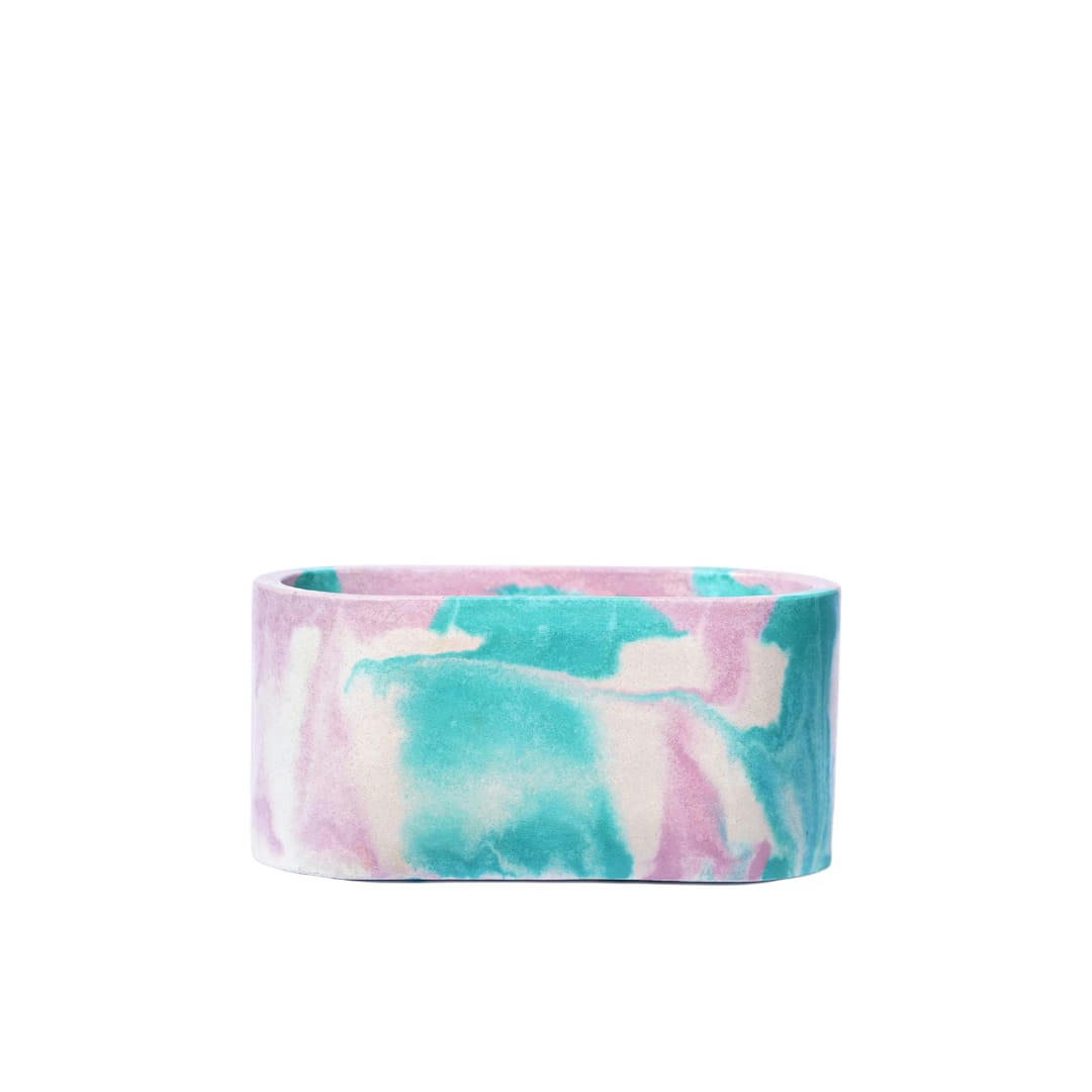 MINI JARDI TIE&DYE - Mini jardinière tie&dye béton rose et turquoise
