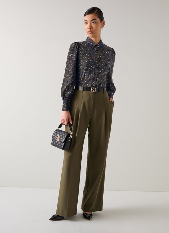 Sonya Green Multi Animal Print Silk Blouse