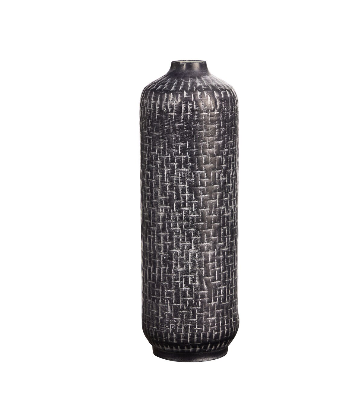 Nearly Natural 21 Gray Embossed Metal Cylinder Vase