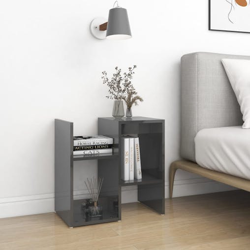 NNEVL Bedside Cabinets 2 pcs High Gloss Grey 50x30x51.5 cm Chipboard