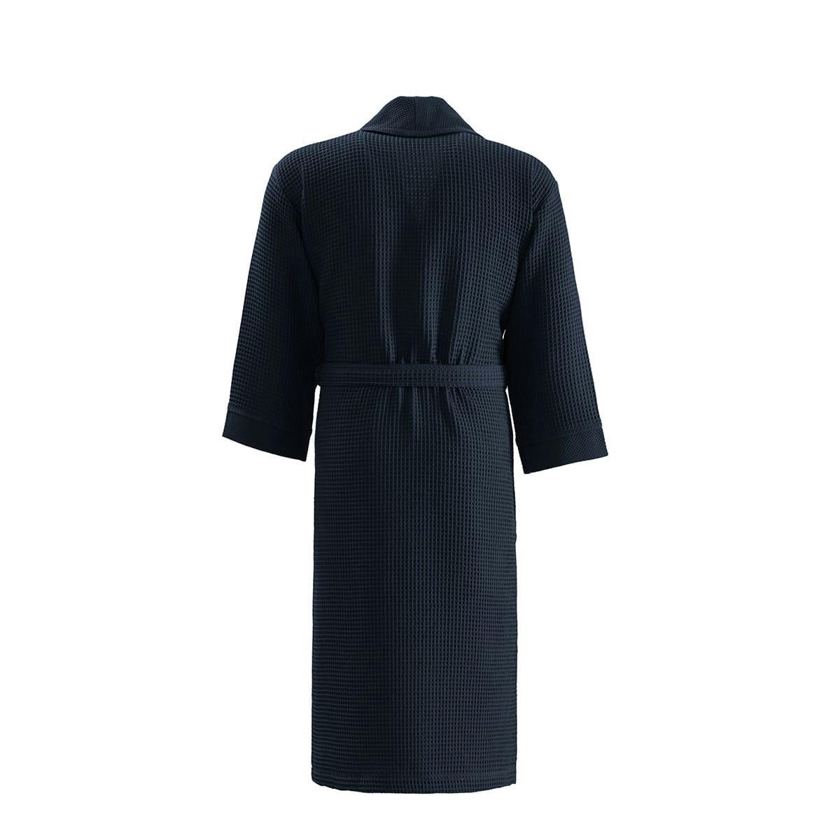SPA - Peignoir long nid d'abeille col chale Bleu Nuit M