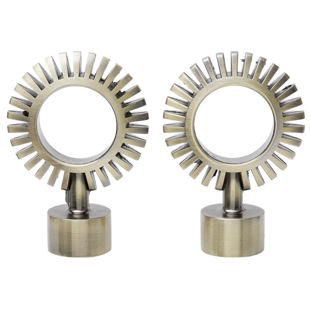 Embout tringle à rideau Ø20mm aluminium brossé x2 forme engrenage