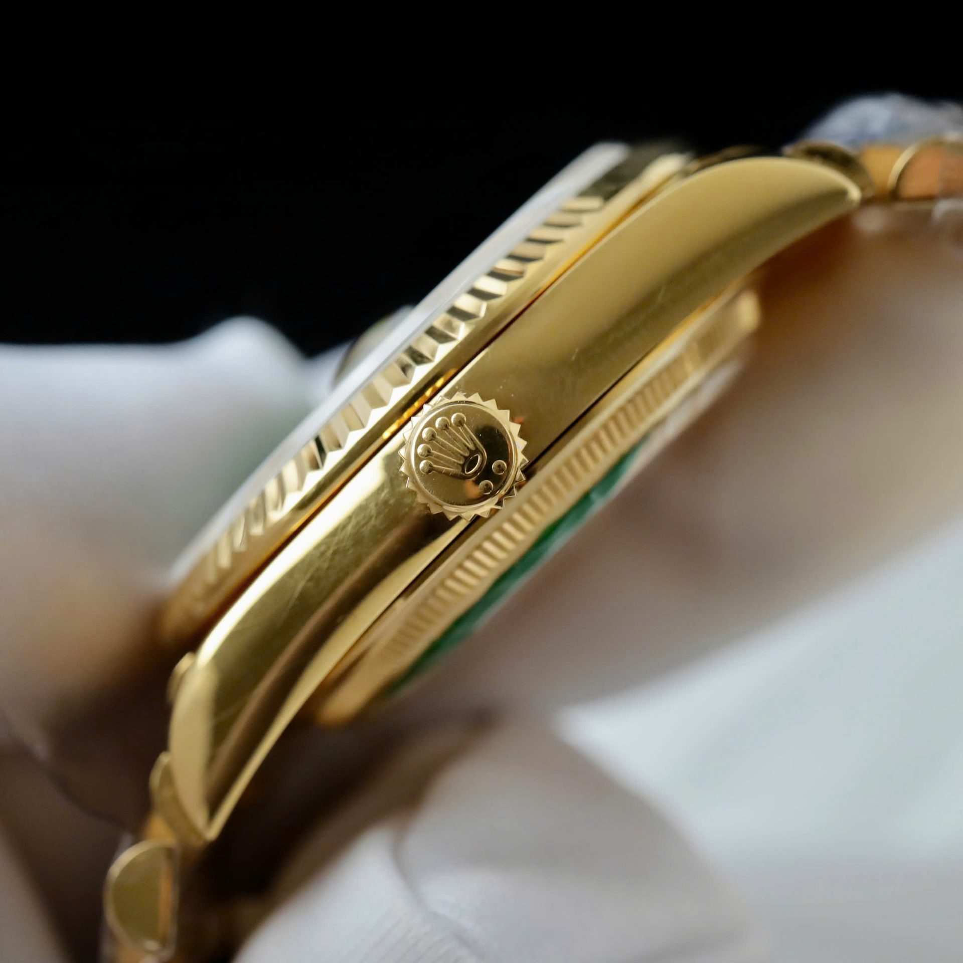 Rolex Day-Date YG Plated Green Dial CZ Diamonds 36mm Super Clone