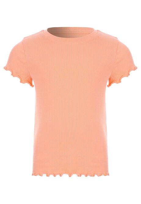 Younger Girls Coral Frill Trim Top