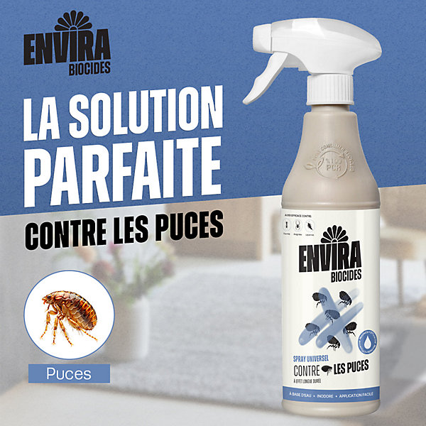Envira Spray Anti-Puces Recharge - Protection Rapide et Efficace 2X2L   2X500ML
