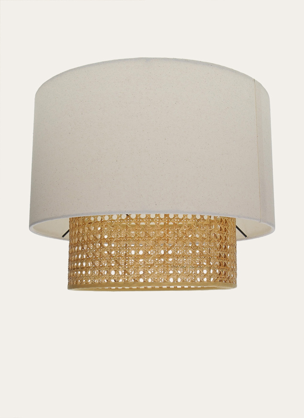 SUSPENSION EN ROTIN ET LIN NATUREL/ECRU