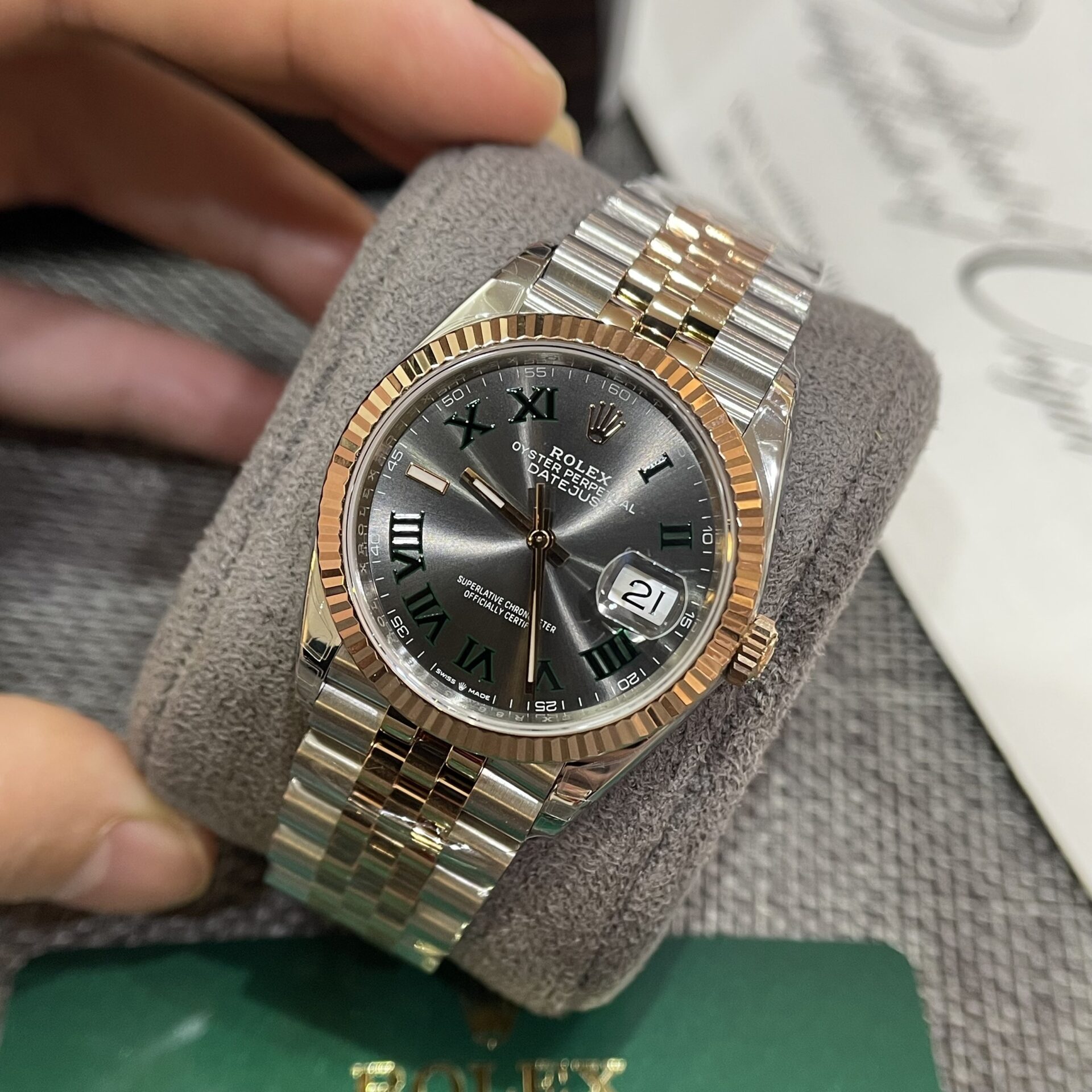 Rolex Datejust 126231 SS/RG Plated Wimbledon Grey Dial 36mm Jub Super Clone