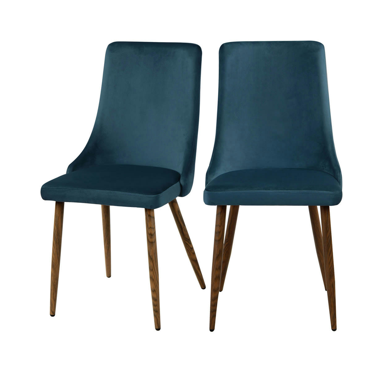 VINNI - Chaise en velours bleu (lot de 2)
