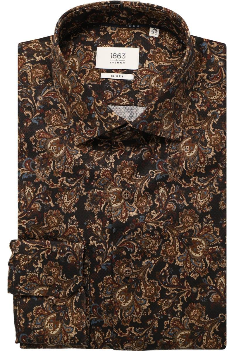 ETERNA 1863 Slim Fit Hemd braun, Bedruckt