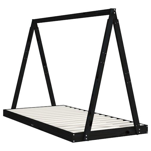 NNEVL Kids Bed Frame Black 90x190 cm Solid Wood Pine