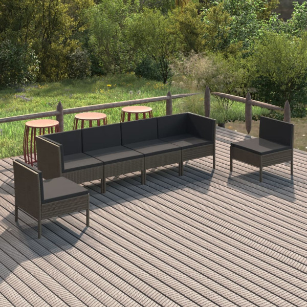 Zestaw wypoczynkowy do ogrodu Szary Technorattan 2x narożna   4x sofa