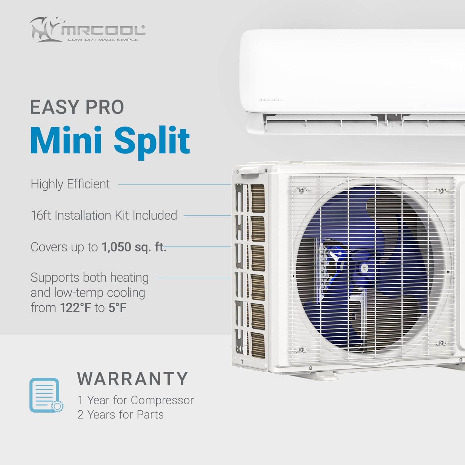 MRCOOL 24000 BTU 230V Ductless Inverter Mini Split Air Conditioner & Heat Pump System, Easy Pro Series - Wall-Mounted AC Unit w/ Heating and Cooling for Home, Office & Commercial Space