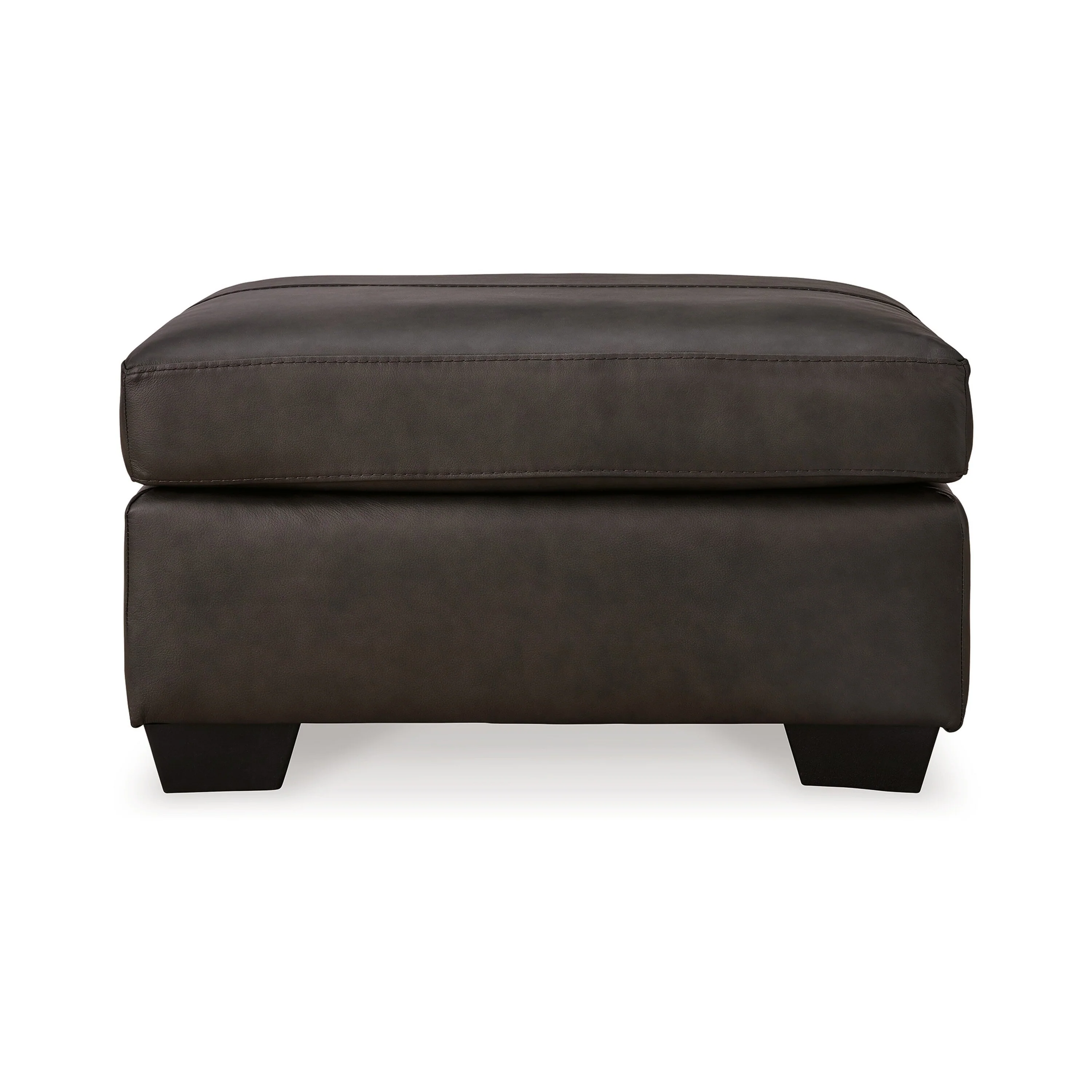 Zada Accent Ottoman, Soft Dark Brown Real and Faux Leather 34 Inch