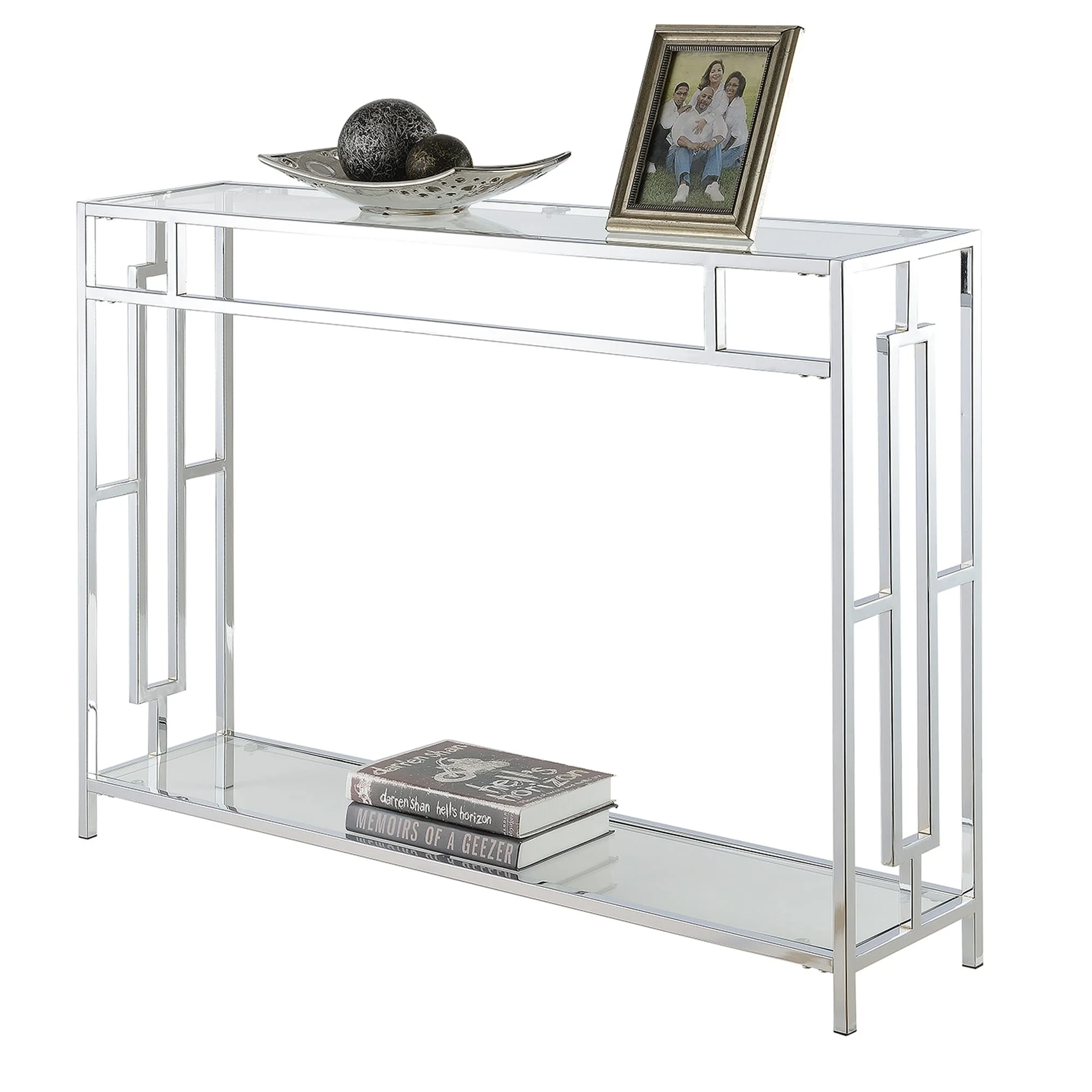 Convenience Concepts Town Square Chrome Console Table with Shelf