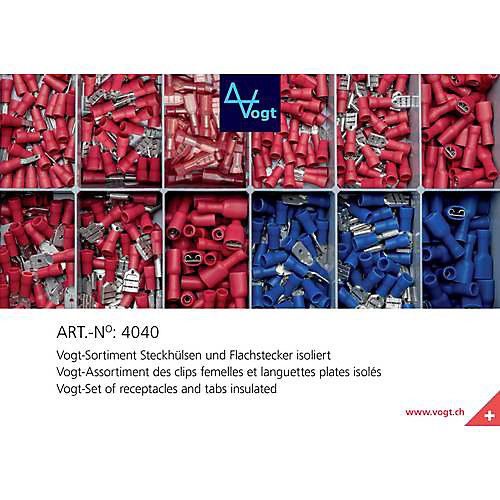 Assortiment de Cosses à Sertir Vogt 4040 - 575 Pièces Rouge et Bleu, 0.50 mm² à 2.50 mm²