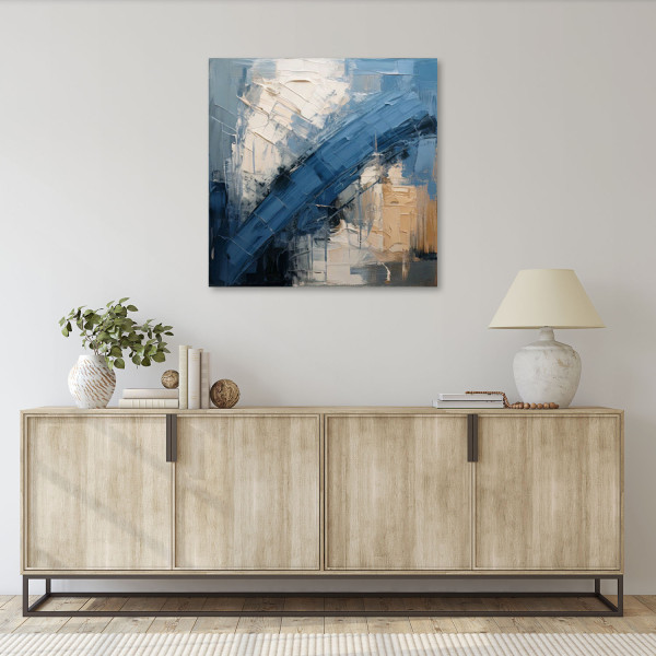 Feeby Obraz do salonu, Abstrakcja Industrialna Niebieski 30x30