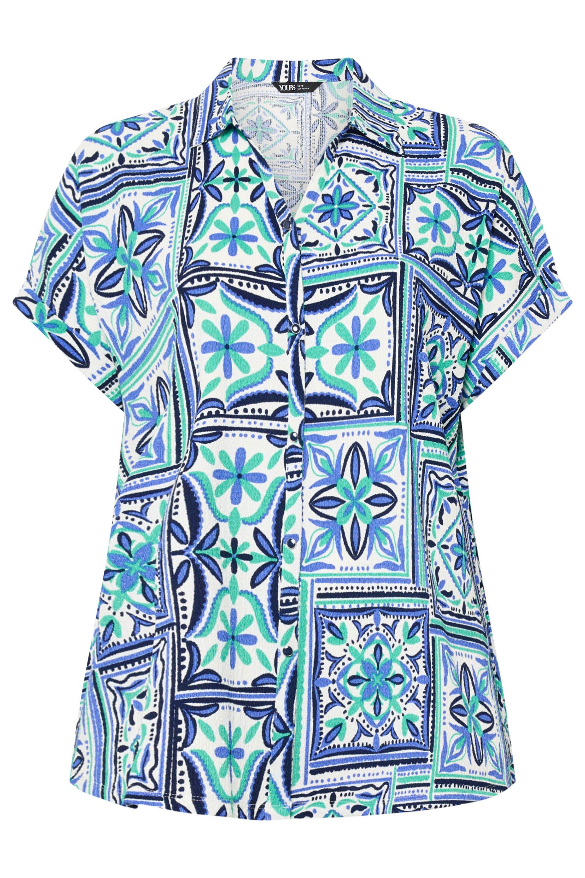 Yours Tile Print Boxy Textured Shirt