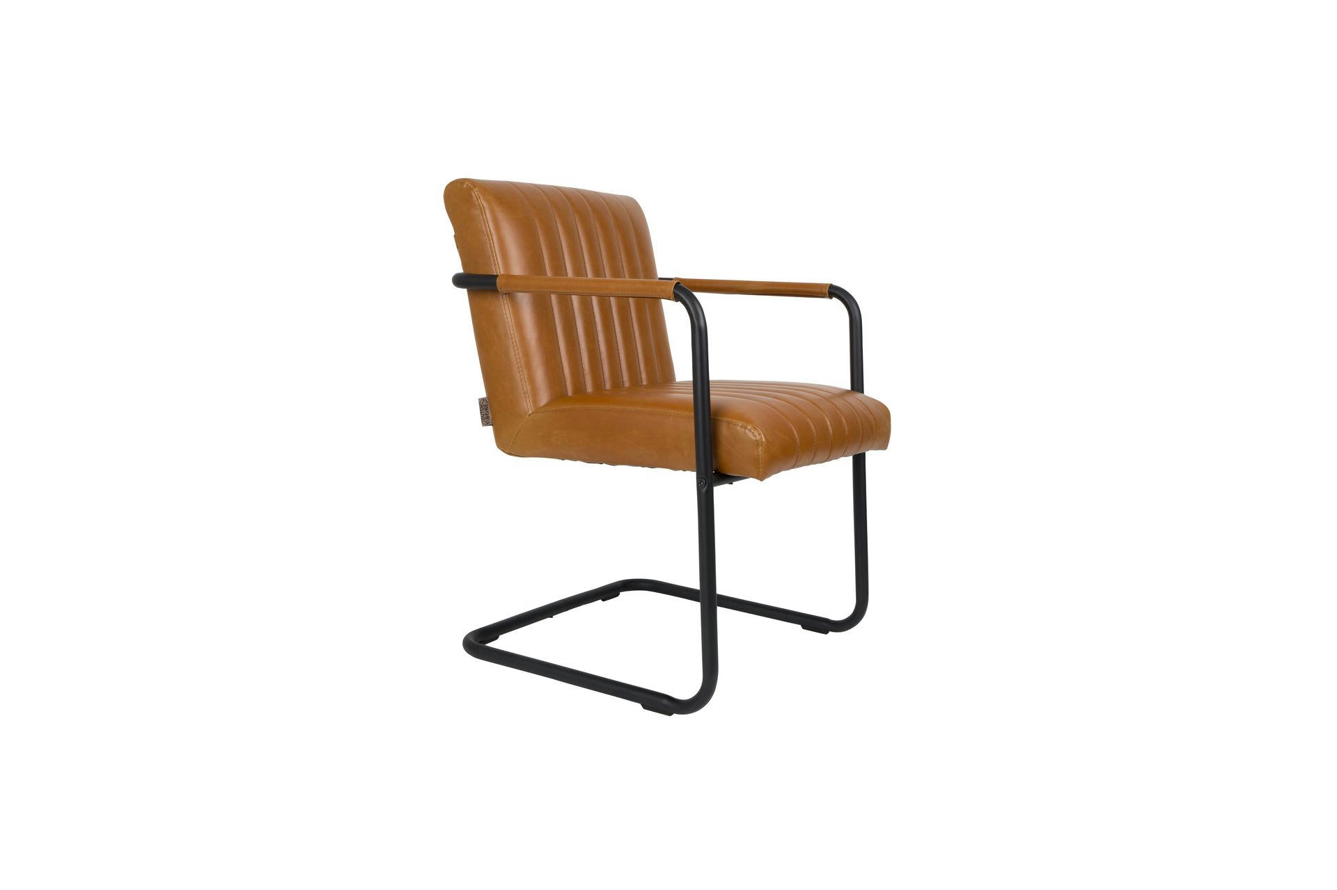 STITCHED - Fauteuil en cuir cognac