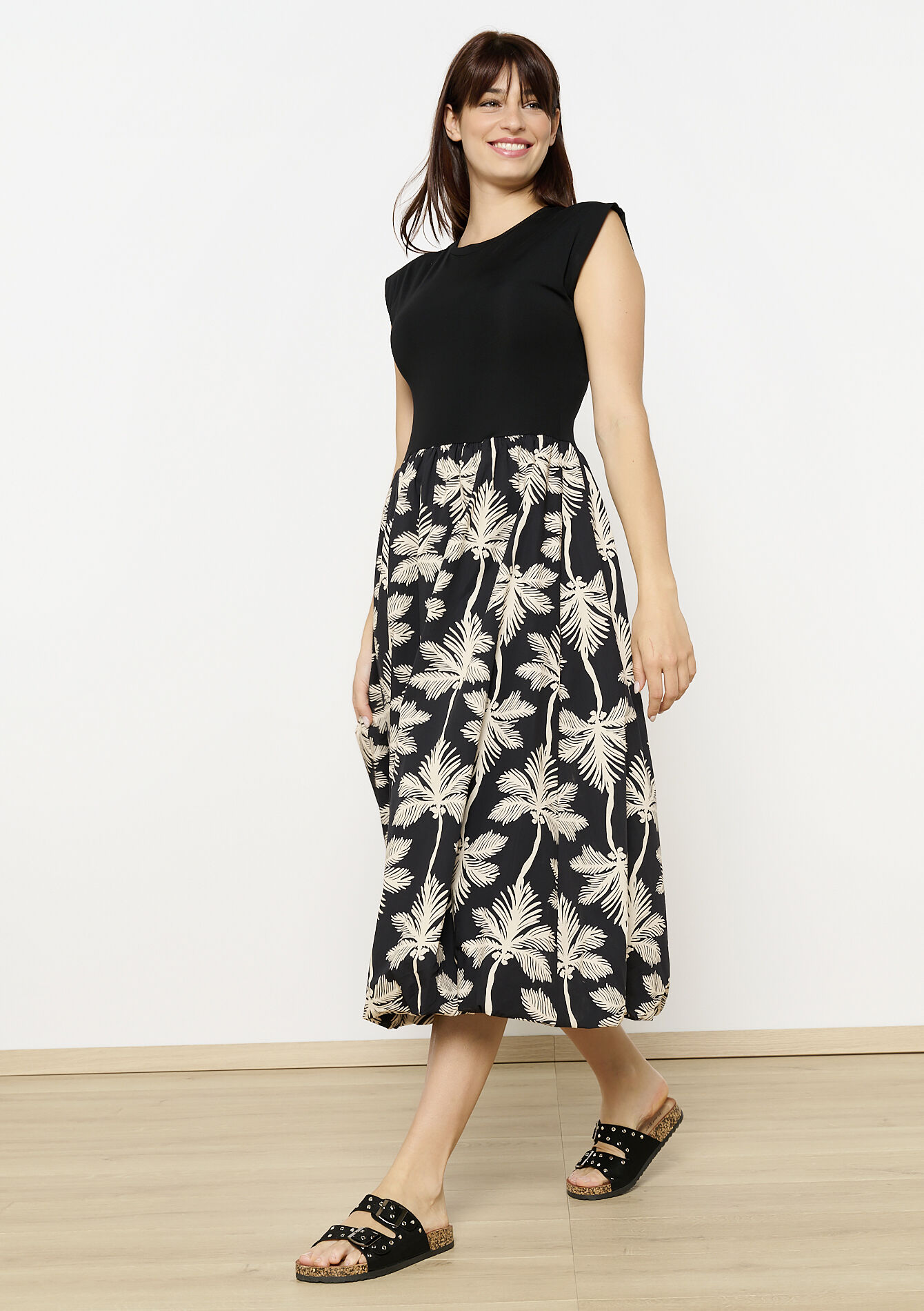 Midi-jurk met contrasten