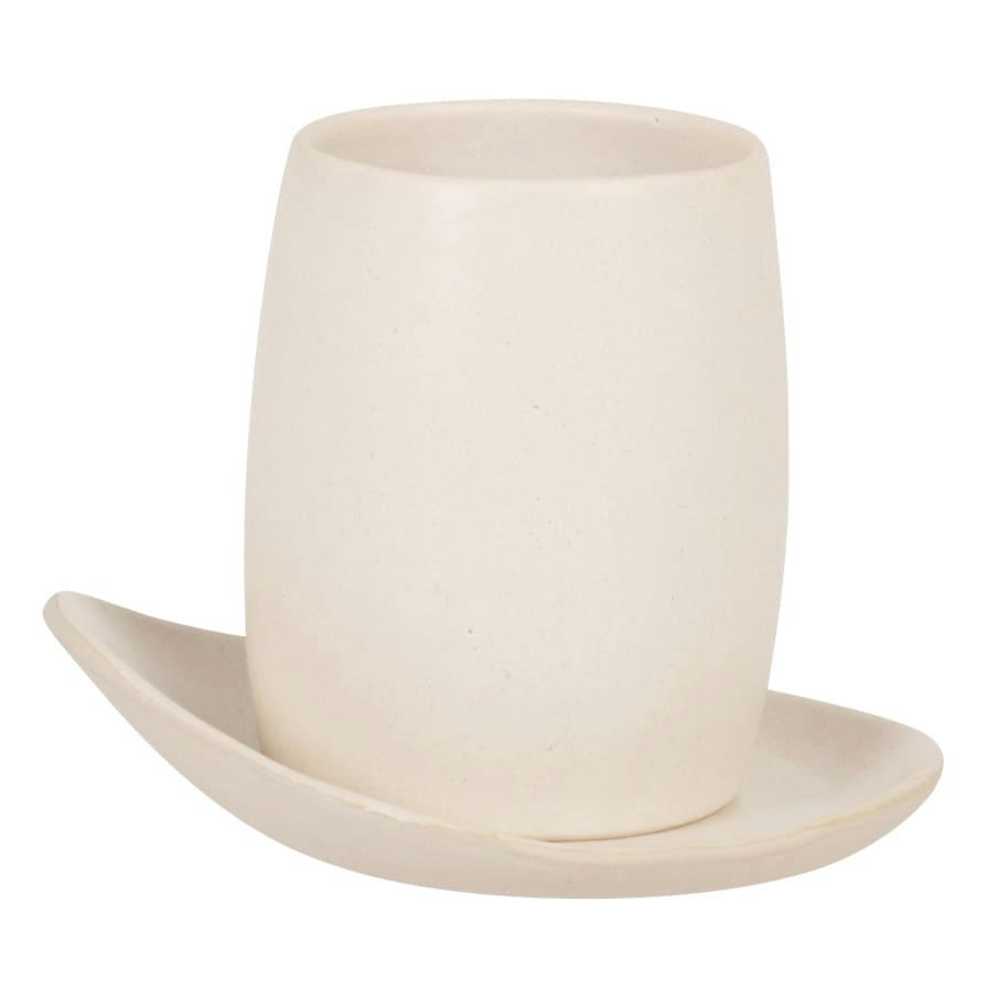 TUZ - Tasse et soucoupe en grès blanc