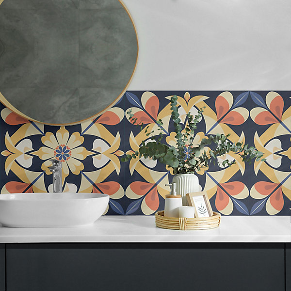 Panneau Décoratif Mural Wallfluent 50x50 cm Motif Mandala Floral 4 pièces