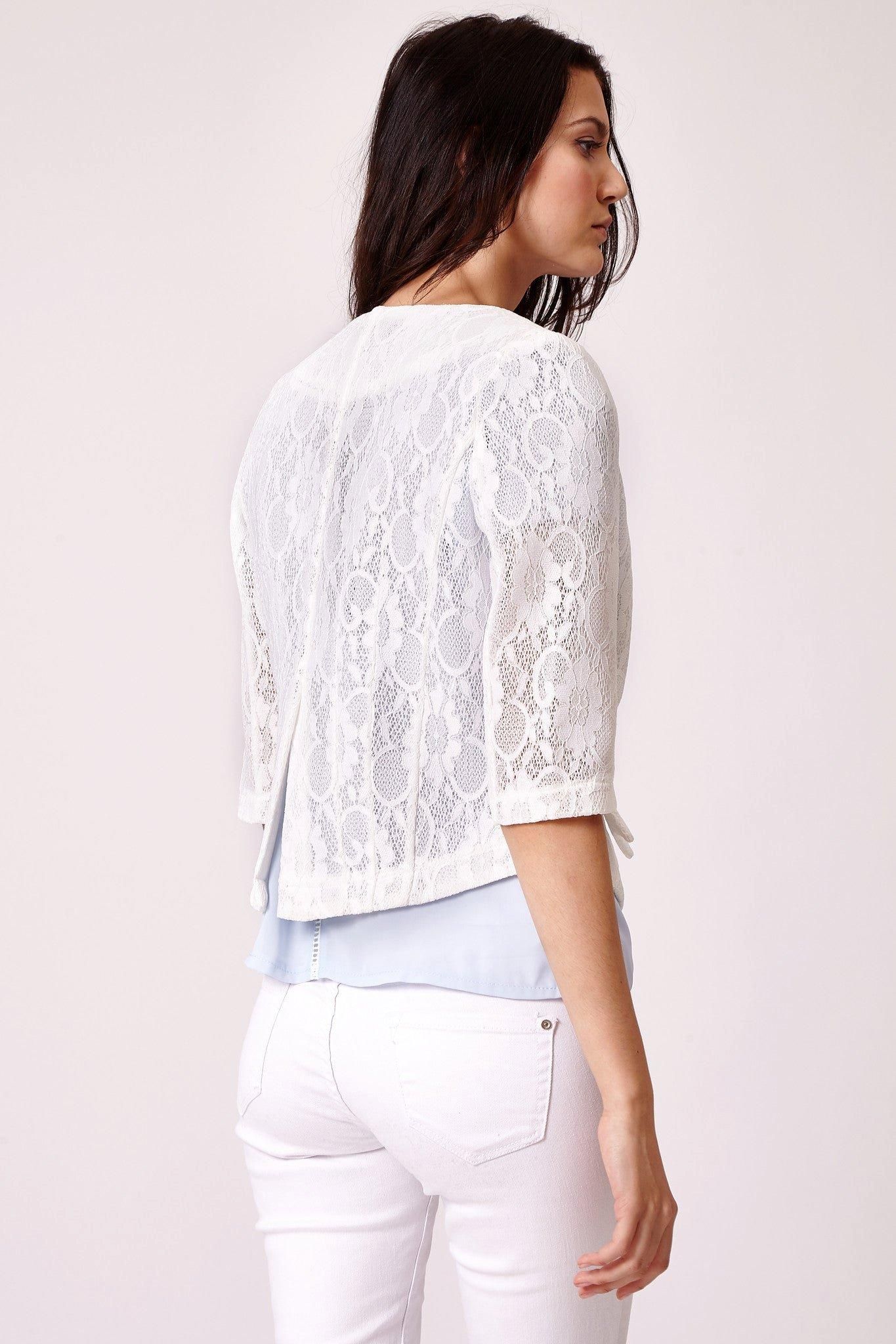 Cutie London Cutie Tailored Cropped Lace Blazer