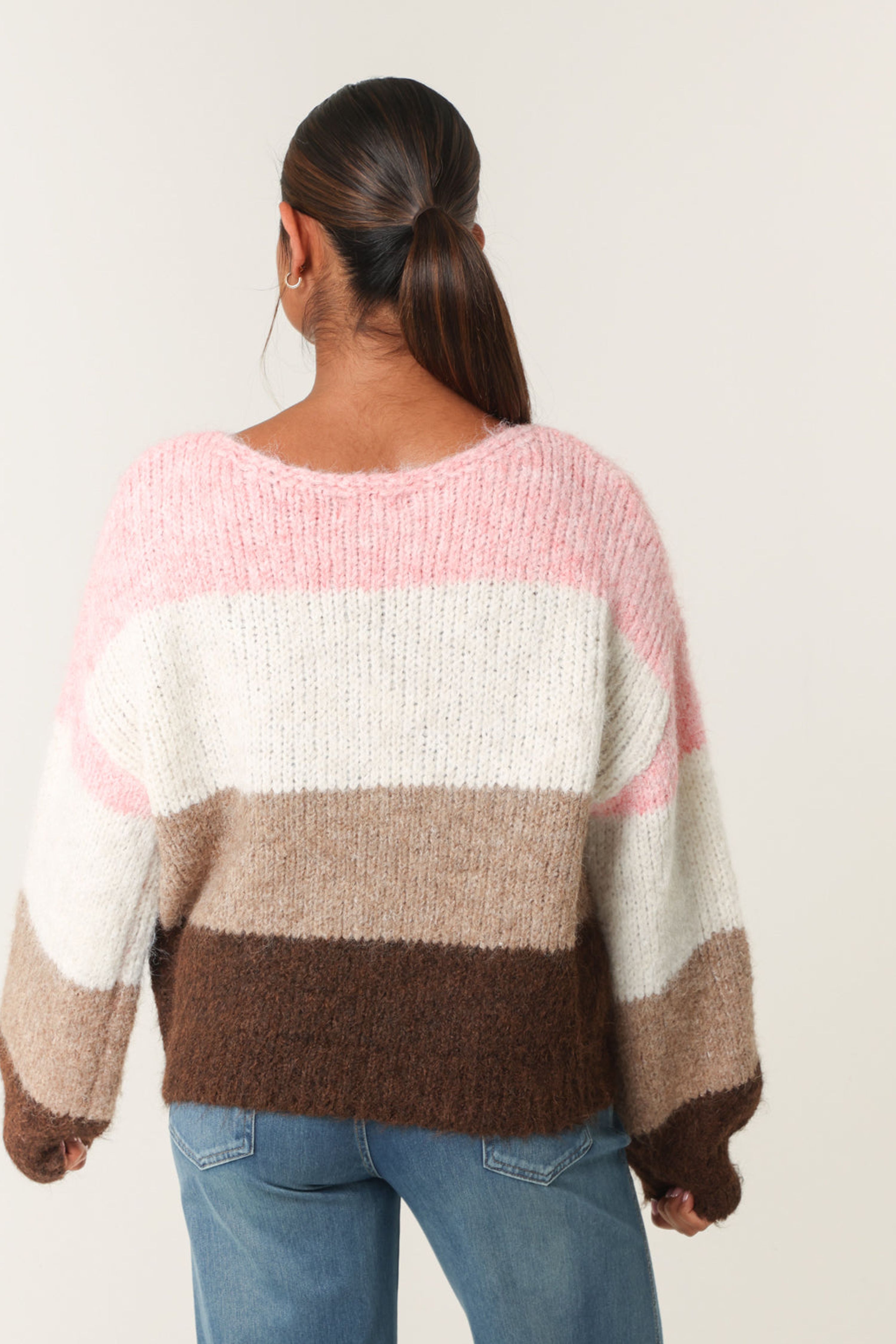 Blue Vanilla Pink Multi Stripe Knit Jumper
