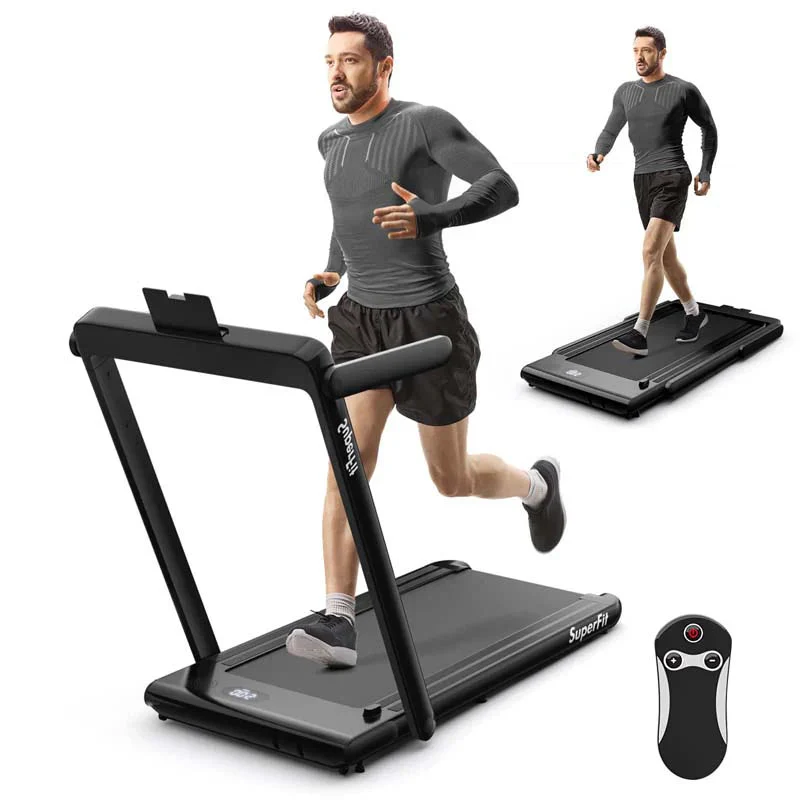 2.5HP 2-in-1 Folding Under Desk Treadmill with Speaker APP Remote Control, Portable Walking Jogging Machine for Home Gym Office(Black)