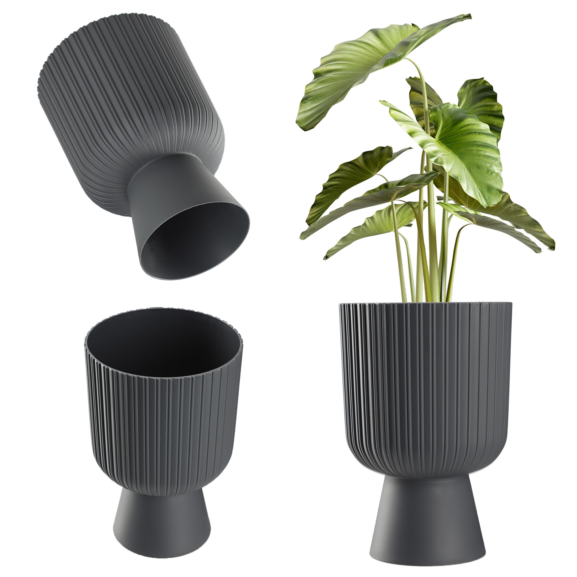 Kadax Doniczka Osłonka Plastikowa Gazon 18cm Szara