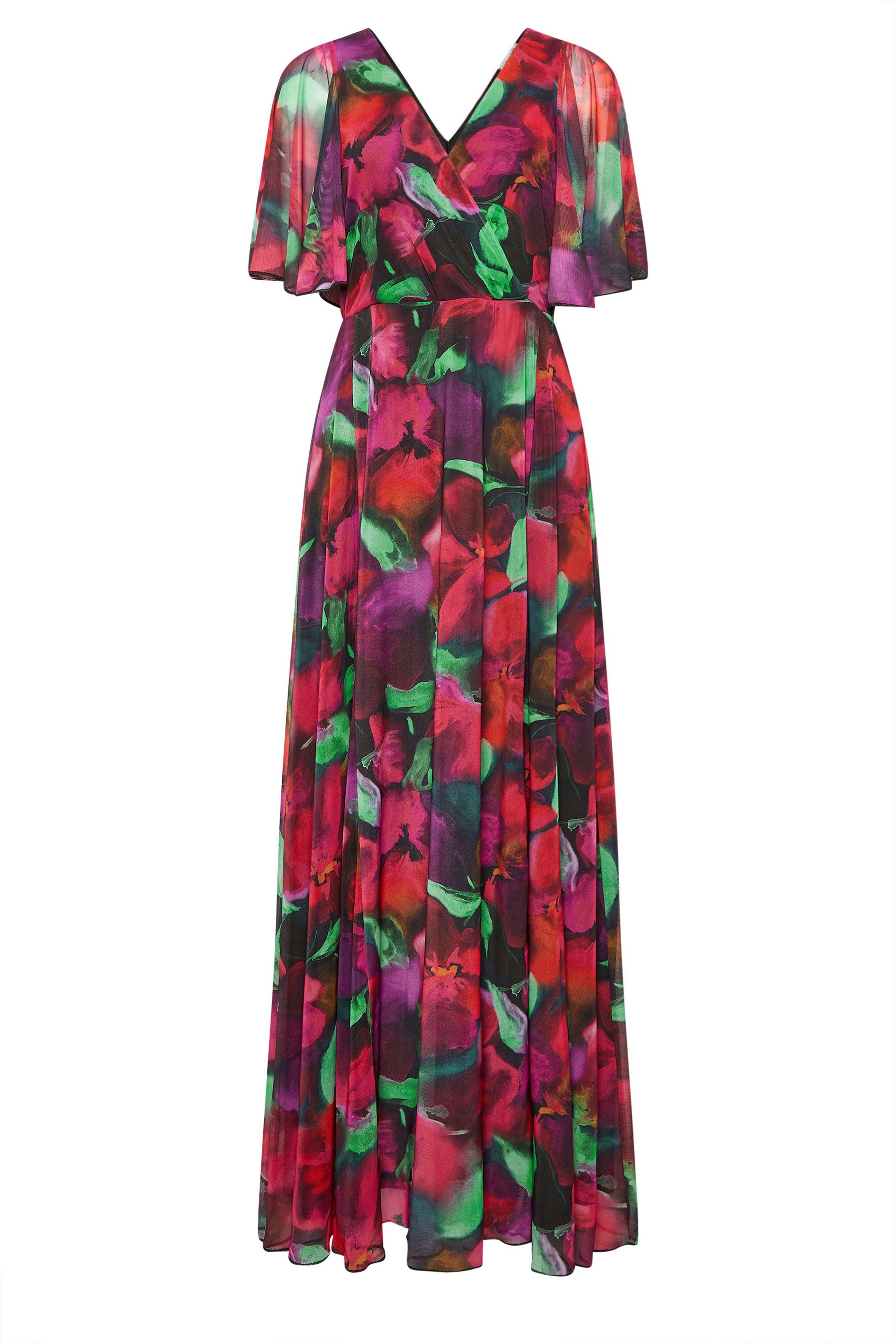 M&Co Floral Print Mesh Maxi Wrap Dress